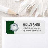 Elegante Silver Briefmarke Monogram auf Forest Gre (Insitu)