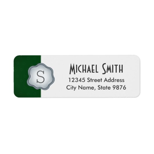 Elegante Silver Briefmarke Monogram auf Forest Gre (Vorne)
