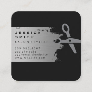 Elegante Silver Brushed Salon Cuts Quadratische Visitenkarte
