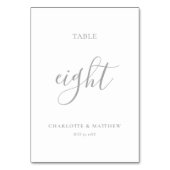 Elegante Silver Calligrafy Tischnummer (Rückseite)