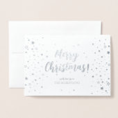 Elegante Silver Calligraphy Christmas Foil Card Folienkarte (Vorderseite mit Umschlag)
