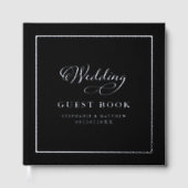 Elegante Silver Calligraphy Wedding Black Keepake Gästebuch (Vorderseite)