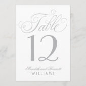 Elegante Silver Calligraphy Wedding Tischnummer (Rückseite)
