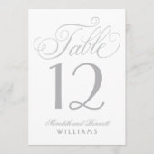 Elegante Silver Calligraphy Wedding Tischnummer (Vorderseite)
