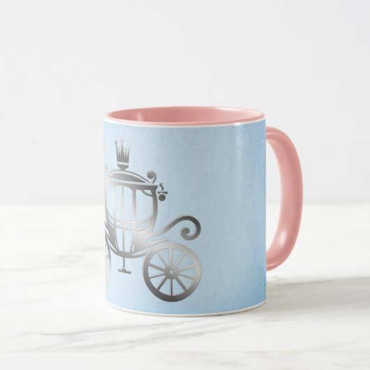 Elegante Silver Carriage Blue Storybook Princess Tasse (VorderseiteRechts)
