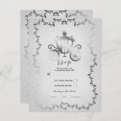 Elegante Silver Carriage Storybook Wedding RSVP Einladung (Vorne/Hinten)