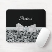 Elegante Silver Cheetah Print Frilly Bow mit Namen Mousepad (Mit Mouse)