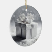 Elegante Silver Christmas Geschenkboxen mit Schnee Keramik Ornament (Rechts)