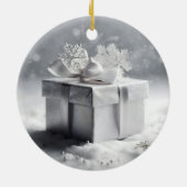 Elegante Silver Christmas Geschenkboxen mit Schnee Keramik Ornament (Hinten)