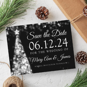 Elegante Silver Christmas Save the Date Ankündigungspostkarte