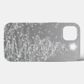 Elegante Silver Christmas Sparkling Trees Case-Mate iPhone Hülle (Rückseite (Horizontal))