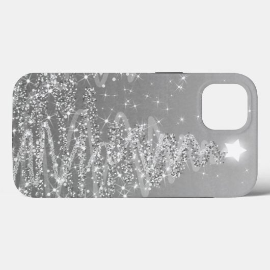Elegante Silver Christmas Sparkling Trees Case-Mate iPhone Hülle (Rückseite (Horizontal))