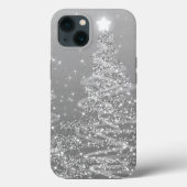 Elegante Silver Christmas Sparkling Trees Case-Mate iPhone Hülle (Rückseite)
