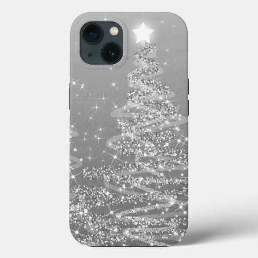 Elegante Silver Christmas Sparkling Trees Case-Mate iPhone Hülle (Rückseite)
