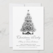 Elegante Silver Christmas Tree Holiday Party Einladung (Vorderseite)