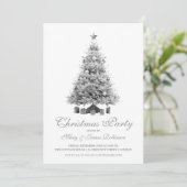 Elegante Silver Christmas Tree Holiday Party Einladung (Stehend Vorderseite)