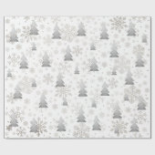 Elegante Silver Christmas Tree Snowflake Geschenkpapier (Flach)