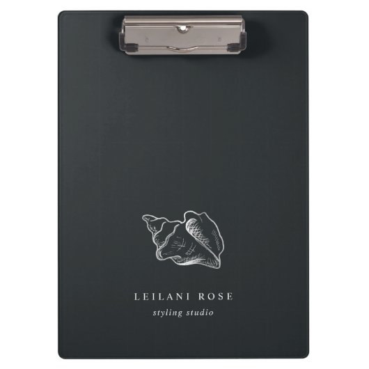 Elegante Silver Conch Muschel Personalisiert Klemmbrett (Vorderseite)