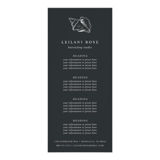 Elegante Silver Conch-Muschel | Preise oder Dienst Werbekarte (Vorne)