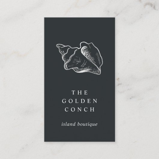 Elegante Silver Conch Muschel Vertikal Visitenkarte (Vorderseite)