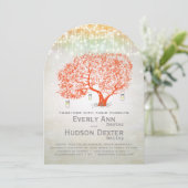 Elegante Silver Coral Rustic Country Forest Weddin Einladung (Stehend Vorderseite)