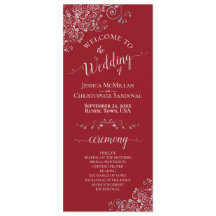 Elegante Silver Curls auf Crimson Red Simple Weddi