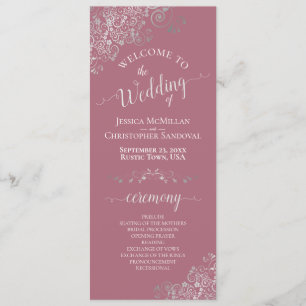 Elegante Silver Curls auf Dusty Rose Simple Weddin Programm