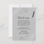 Elegante Silver Curls auf Gray Oval Foto Hochzeit Save The Date (Rückseite)