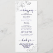 Elegante Silver Curls Navy Blue auf White Wedding Programm (Rückseite)