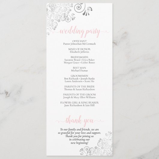 Elegante Silver Curls Rosa & Gray auf der Weißen H Programm (Rückseite)