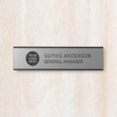 Elegante Silver Custom Logo Name Job Titel Türschild (Vorderseite )