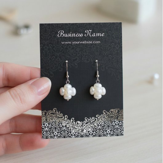 Elegante Silver Damask Earring Display Cards