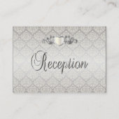 Elegante Silver Damask Style Wedding 1 Begleitkarte (Rückseite)