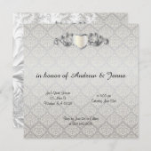 Elegante Silver Damask Style Wedding 3 Einladung (Vorne/Hinten)
