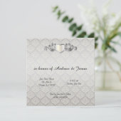 Elegante Silver Damask Style Wedding 3 Einladung (Stehend Vorderseite)