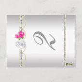 Elegante Silver Damask und rosa Rose Tischnummer (Rückseite)