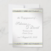 Elegante Silver Damask und rosa Rose Verlobung Ankündigung (Rückseite)