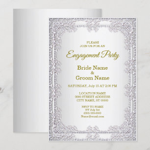 Elegante Silver Decorative Verlobung Einladung