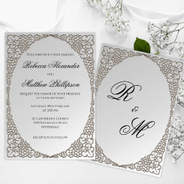 Elegante Silver Decorative Wedding Einladung