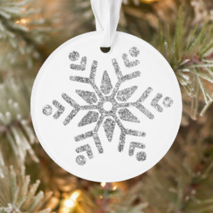 Elegante Silver Diamond Schneeflocke auf Weiß Ornament