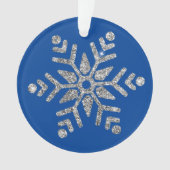Elegante Silver Diamond Snowflake auf blau Ornament (Vorderseite)