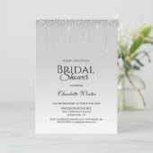 Elegante Silver Diamonds Bridal Dusche Einladung (Stehend Vorderseite)