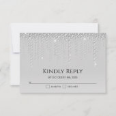 Elegante Silver Diamonds Wedding RSVP Card (Vorderseite)