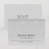 Elegante Silver Diamonds Wedding RSVP Card Karte (Vorne/Hinten)