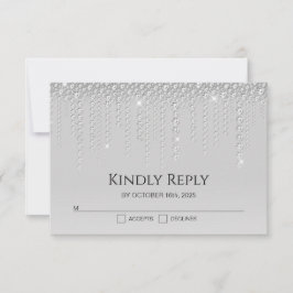 Elegante Silver Diamonds Wedding RSVP Card Karte