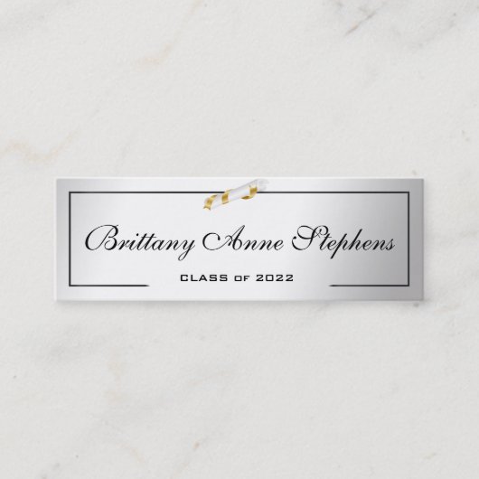 Elegante Silver Diploma Name Card Beilage Telefonnummerkarte (Vorderseite)