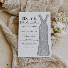 Elegante Silver Dress Woman's 60. Geburtstagsparty Einladung