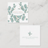 Elegante Silver Eucalyptus Branch - Personalisiert Quadratische Visitenkarte (Vorne/Hinten)