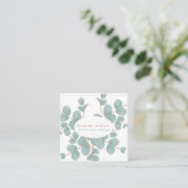 Elegante Silver Eucalyptus Branch - Personalisiert Quadratische Visitenkarte (Stehend Vorderseite)