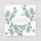 Elegante Silver Eucalyptus Branch - Personalisiert Quadratische Visitenkarte (Vorderseite)